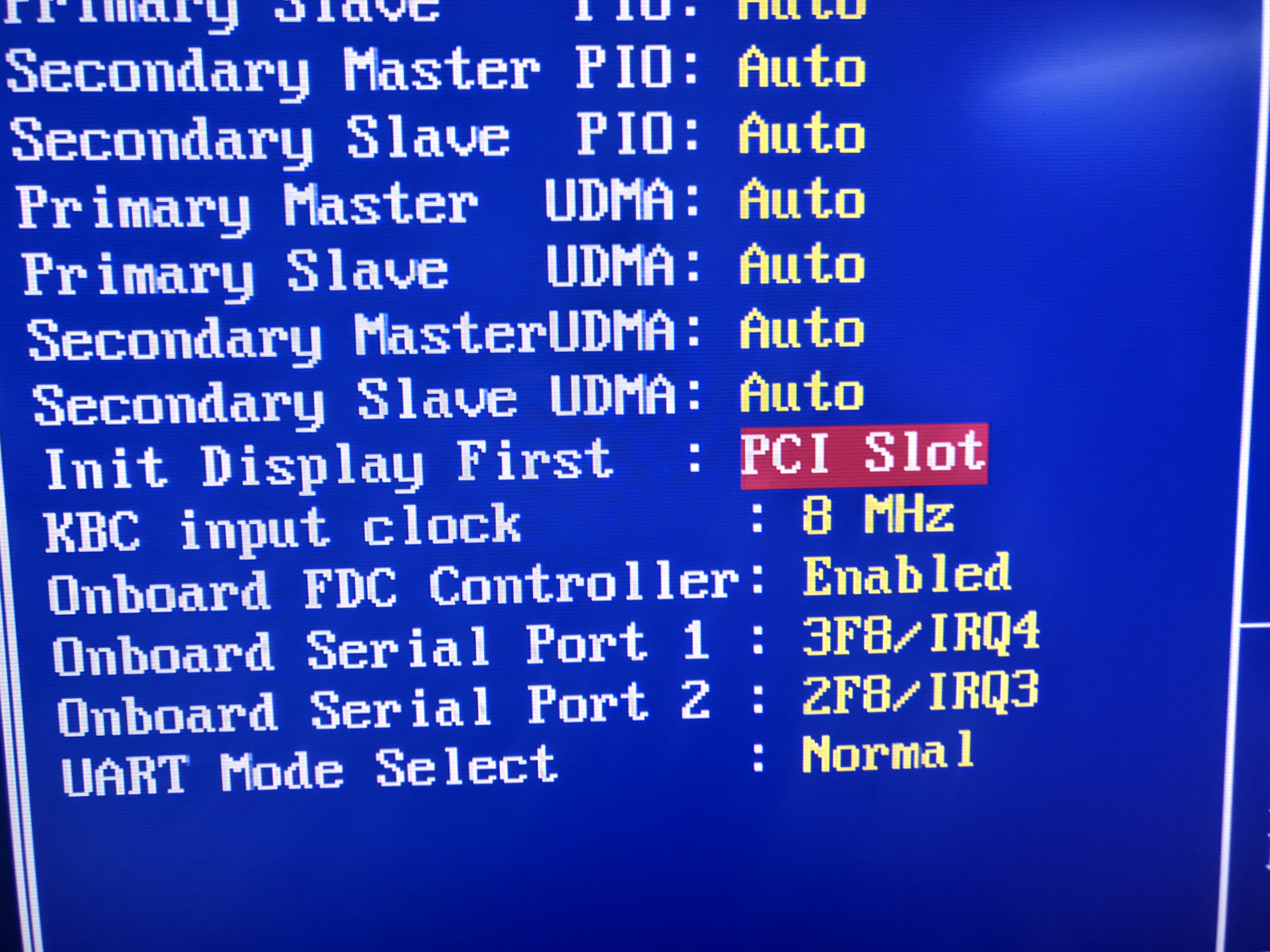 Set init display to PCI!